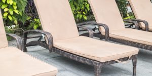 Pool chair decoration around swimming pool